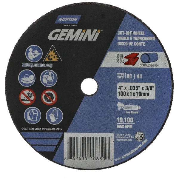 Norton 4 x .035 x 3/8 In. Gemini FC Cut-Off Wheel 60 O T01/41 25 Count