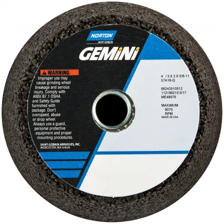 Norton Abrasives 66252809618 Gemini 57A AO Type 11 Non-Reinf Portable Snagging Wheel >3″, 6 In. Diameter, 5/BOX