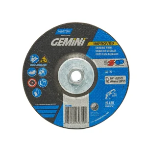 Norton 6 x 1/4 x 5/8 – 11 In. Gemini Grinding Wheel 24 S T27 10 Count
