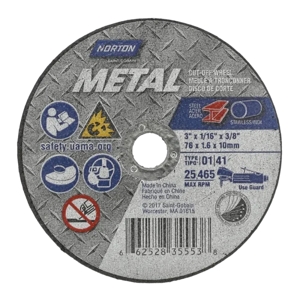 Norton 3 x 1/16 x 3/8 In. Metal Cut-Off Wheel 36 T T01/41 25 Count