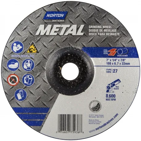 Norton Abrasives 66252836796 Metal A AO Type 27 Grinding Wheel, 4-1/2 In. Diameter, 50/BOX