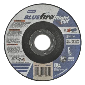 Norton 4-1/2 x 1/16 x 7/8 In. BlueFire RightCut Cutting Wheel 36 R T27/42 25 Count
