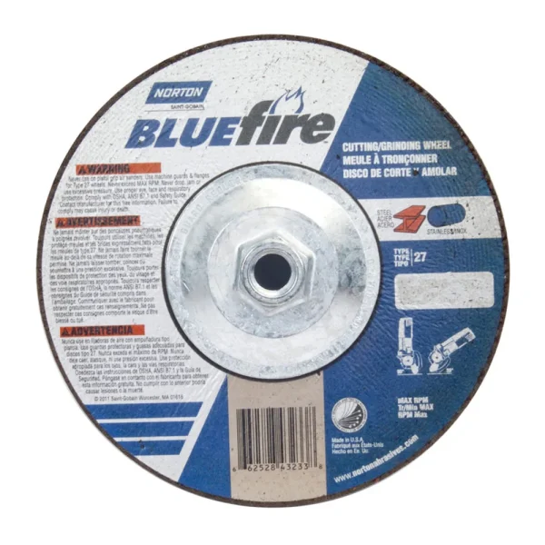 Norton 7 x 1/8 x 5/8 – 11 In. BlueFire Grinding and Cutting Whl 30 U T27 10 Count