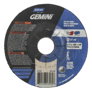 Norton 4-1/2 x .125 x 7/8 In. Gemini Cutting Wheel 24 T BDA3 T27/42 25 Count