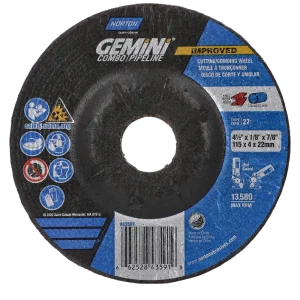 Norton 4-1/2 x 1/8 x 7/8 In. Gemini Grinding and Cutting Whl 24 T BDA3 T27 25 Count