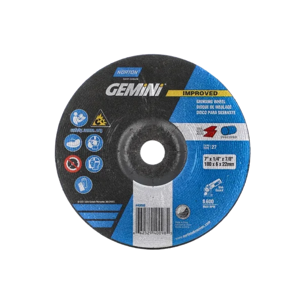 Norton 7 x 1/4 x 7/8 In. Gemini LF Grinding Wheel 24 R T27 20 Count