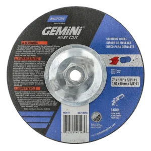 Norton 7 x 1/4 x 5/8 – 11 In. Gemini FC Grinding Wheel 24 N T27 10 Count