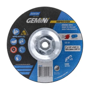 Norton 7 x 1/4 x 5/8 – 11 In. Gemini LF Grinding Wheel 24 S T27 10 Count