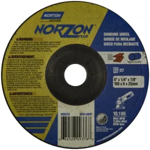Norton Abrasives 66253021634 NorZon Plus SGZ CA Type 27 Grinding Wheel, 9 In. Diameter, 10/BOX