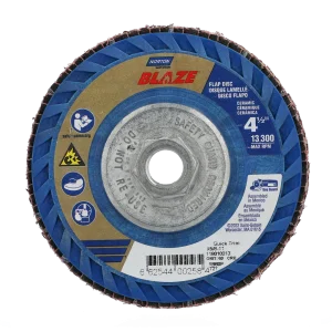 Norton 4-1/2 x 5/8 – 11 In. Blaze Plastic Flat Flap Disc T27 60 Grit R980P CA 10 Count