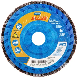 Norton 5 x 7/8 In. Blaze Plastic Flat Flap Disc T27 60 Grit R980P CA 10 Count