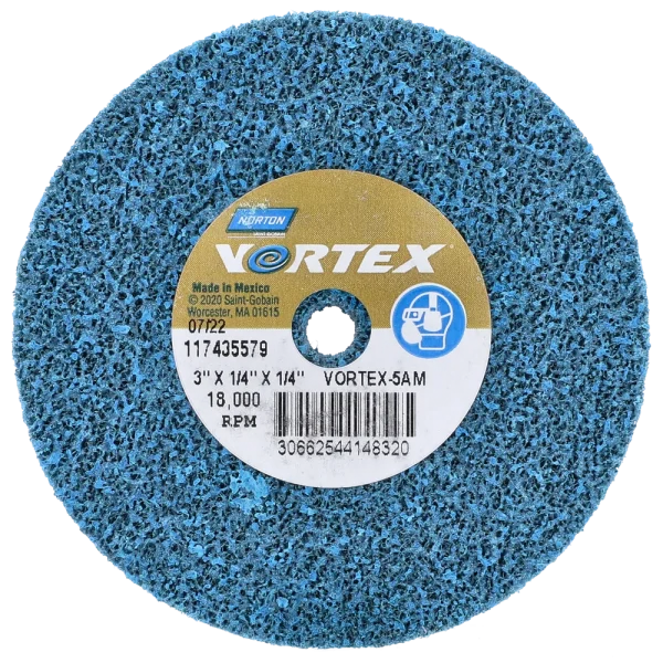 Norton 3 x 1/4 In. Bear-Tex Vortex Rapid Blend Clean Bond Non-Woven Wheel 5Den AO M Grit 40 Count