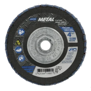 Norton 4-1/2 x 5/8 – 11 In. Metal Fiberglass Conical Flap Disc T29 80 Grit R828T ZA 10 Count