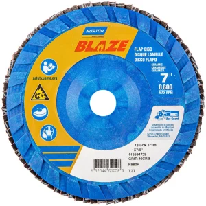 Norton 7 x 7/8 In. Blaze Plastic Flat Flap Disc T27 40 Grit R980P CA 10 Count