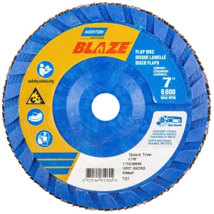 Norton 7 x 7/8 In. Blaze Plastic Flat Flap Disc T27 60 Grit R980P CA 10 Count