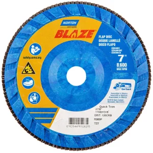Norton 7 x 7/8 In. Blaze Plastic Flat Flap Disc T27 120 Grit R980P CA 10 Count
