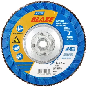 Norton 7 x 5/8 – 11 In. Blaze Plastic Flat Flap Disc T27 40 Grit R980P CA 10 Count