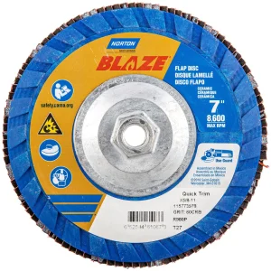 Norton 7 x 5/8 – 11 In. Blaze Plastic Flat Flap Disc T27 60 Grit R980P CA 10 Count