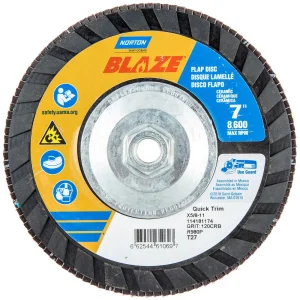 Norton 7 x 5/8 – 11 In. Blaze Plastic Flat Flap Disc T27 120 Grit R980P CA 10 Count
