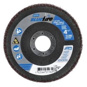 Norton 4-1/2 x 7/8 In. BlueFire Fiberglass Conical Flap Disc T29 P60 Grit R884P ZA 10 Count