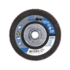 Norton 4-1/2 x 5/8 – 11 In. BlueFire Fiberglass Conical Flap Disc T29 P36 Grit R884P ZA 10 Count
