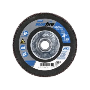Norton 4-1/2 x 5/8 – 11 In. BlueFire Fiberglass Conical Flap Disc T29 P60 Grit R884P ZA 10 Count