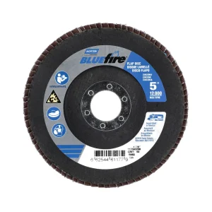 Norton 5 x 7/8 In. BlueFire Fiberglass Conical Flap Disc T29 P60 Grit R884P ZA 10 Count