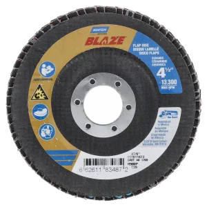 Norton 4-1/2 x 7/8 In. Blaze Fiberglass Conical Flap Disc T29 40 Grit R980P CA 10 Count