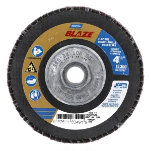Norton 4-1/2 x 5/8 – 11 In. Blaze Fiberglass Conical Flap Disc T29 40 Grit R980P CA 10 Count