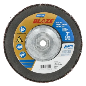 Norton 7 x 5/8 – 11 In. Blaze Fiberglass Conical Flap Disc T29 80 Grit R980P 10 Count