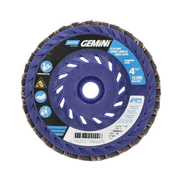 Norton 4-1/2 x 5/8 – 11 In. Gemini Plastic Flat Flap Disc T27 P40 Grit R766 ZA 10 Count
