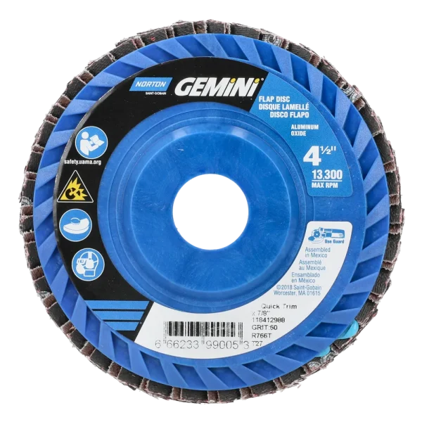 Norton 4-1/2 x 7/8 In. Gemini Plastic Flat Flap Disc T27 P60 Grit R766 ZA 10 Count