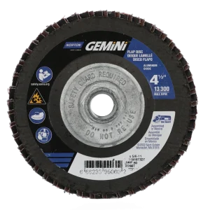 Norton 4-1/2 x 5/8 – 11 In. Gemini Fiberglass Flap Disc T27 P60 Grit R766 ZA 10 Count