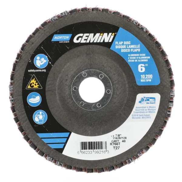 Norton 6 x 7/8 In. Neon Fiberglass Flap Disc T27 P40 Grit R766 ZA 10 Count