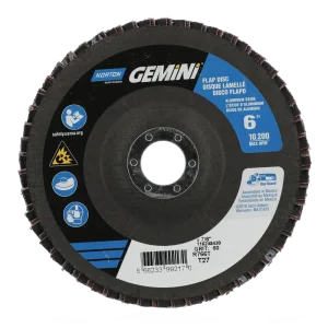 Norton 6 x 7/8 In. Gemini Fiberglass Flap Disc T27 P60 Grit R766 ZA 10 Count