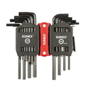 Sunex SAE/Metric 26 Piece Long Arm Hex Key Set, 2mm-10mm, 0.05″-3/8″ 98526L