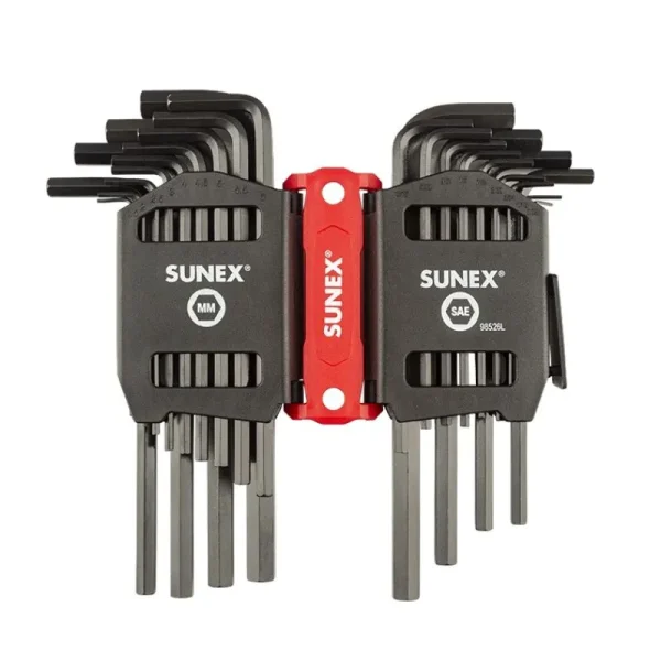 Sunex SAE/Metric 26 Piece Long Arm Hex Key Set, 2mm-10mm, 0.05″-3/8″ 98526L