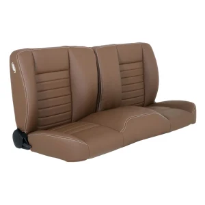 TMI Cruiser Pro-Bench 60in Split Back Seat Saddle Brown Vinyl White Stitch 47-9253-511-WS