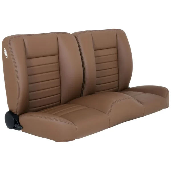 TMI Cruiser Pro-Bench 55in Split Back Seat Saddle Brown Vinyl Brown Stitch 47-9252-511-BRS