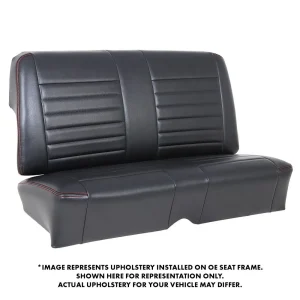 TMI Cruiser Rear Seat Upholstery Madrid Grain Black Vinyl Red Stitch 1966-67 Nova Coupe 46-84801-229