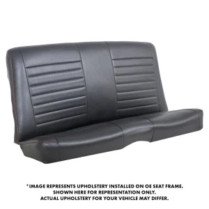 TMI Cruiser Rear Seat Upholstery Madrid Grain Black Vinyl Red Stitch 1964-65 Chevelle Convertible 46