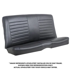 TMI Cruiser Rear Seat Upholstery Madrid Grain Black Vinyl Blue Stitch 1964-65 Chevelle Convertible 4