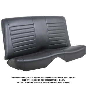 TMI Cruiser Rear Seat Upholstery Madrid Grain Black Vinyl Blue Stitch 1969 Camaro Convertible 46-808