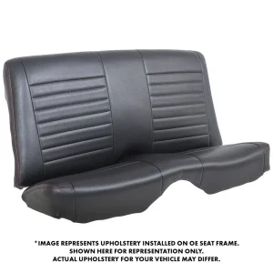 TMI Cruiser Rear Seat Upholstery Madrid Grain Black Vinyl Red Stitch 1968 Camaro Coupe 46-80802-2295