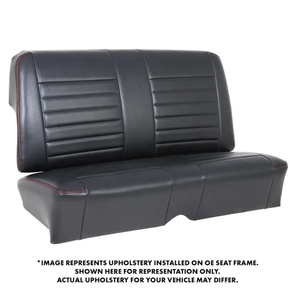 TMI Cruiser Rear Seat Upholstery Madrid Grain Black Vinyl Red Stitch 1971-73 Mustang Convertible 46-
