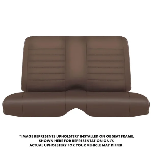 TMI Cruiser Rear Seat Upholstery Saddle Brown Vinyl White Stitch 1971 Mustang Coupe 46-70802-511-WS