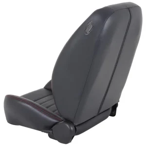 TMI Cruiser Low Back Bucket Seats Madrid Grain Black Vinyl White Stitch 47-9251-2295-WS