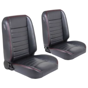 TMI Cruiser Classic Bucket Seats Madrid Grain Black Vinyl Red Stitch 47-9250-2295-RS