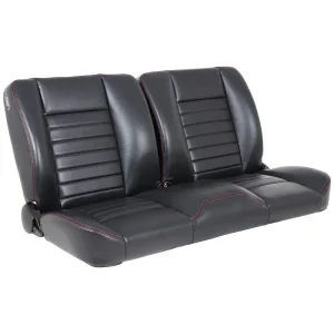 TMI Cruiser Pro-Bench 55in Split Back Seat Madrid Grain Black Vinyl Red Stitch 47-9252-2295-RS