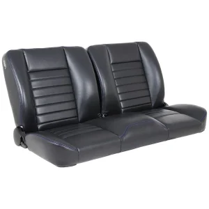 TMI Cruiser Pro-Bench 55in Split Back Seat Madrid Grain Black Vinyl Blue Stitch 47-9252-2295-BS